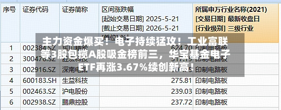 主力资金爆买！电子持续猛攻！工业富联等3股包揽A股吸金榜前三	，华宝基金电子ETF再涨3.67%续创新高！-第3张图片