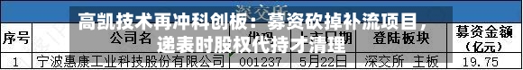 高凯技术再冲科创板：募资砍掉补流项目	，递表时股权代持才清理-第2张图片