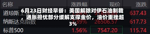 6月23日财经早餐：美国解除对伊石油制裁	，通胀担忧部分缓解支撑金价，油价重挫超3%-第3张图片