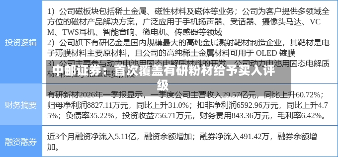 中邮证券：首次覆盖有研粉材给予买入评级-第2张图片