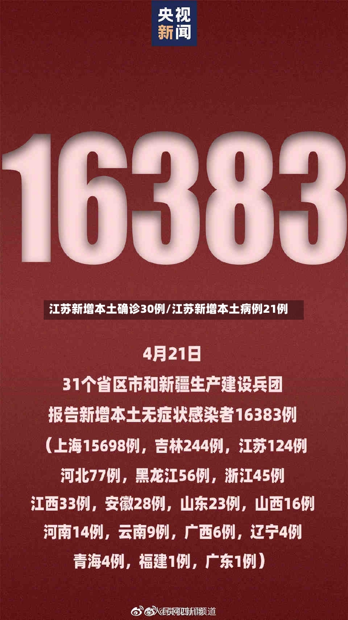 江苏新增本土确诊30例/江苏新增本土病例21例