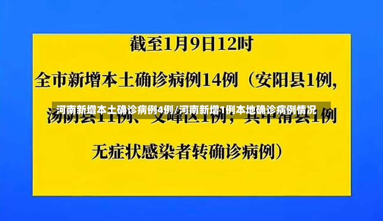 河南新增本土确诊病例4例/河南新增1例本地确诊病例情况