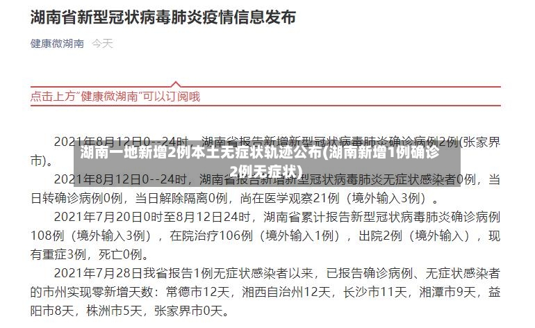 湖南一地新增2例本土无症状轨迹公布(湖南新增1例确诊 2例无症状)-第2张图片