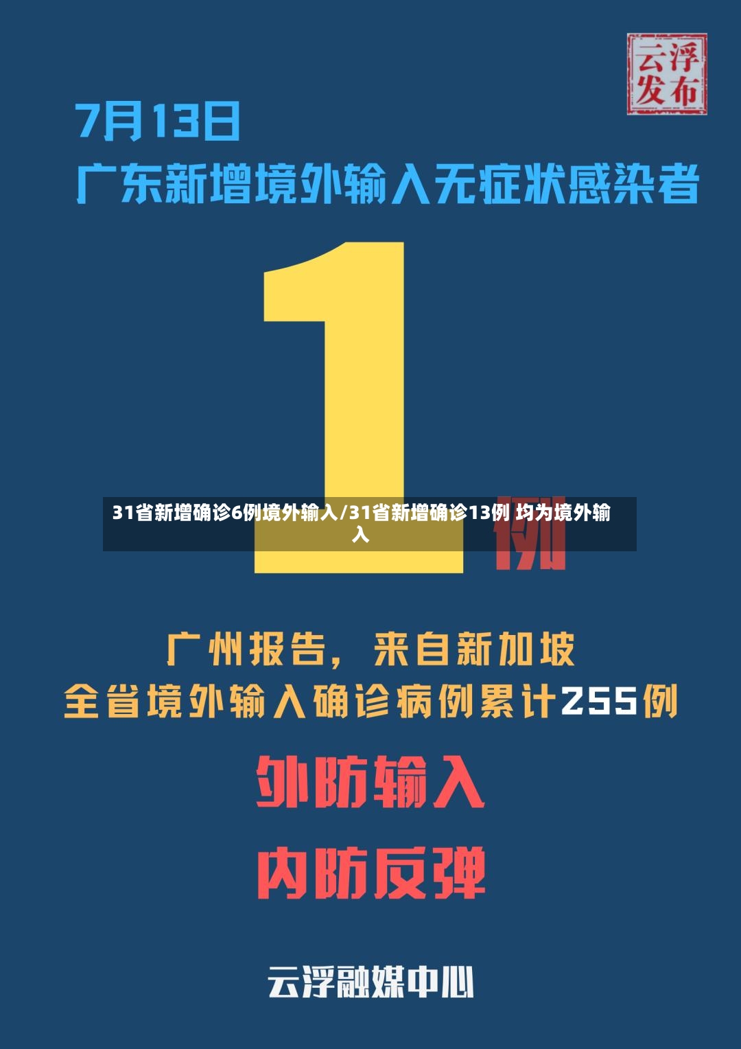 31省新增确诊6例境外输入/31省新增确诊13例 均为境外输入