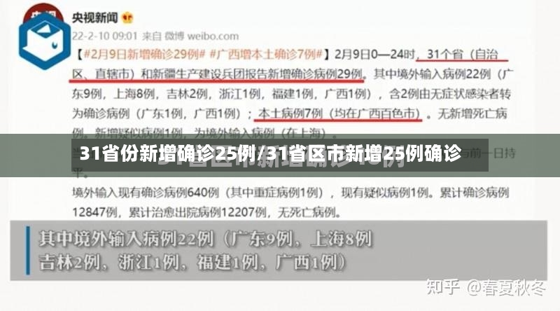 31省份新增确诊25例/31省区市新增25例确诊