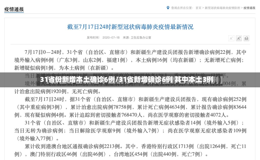 31省份新增本土确诊6例/31省新增确诊6例 其中本土3例-第3张图片