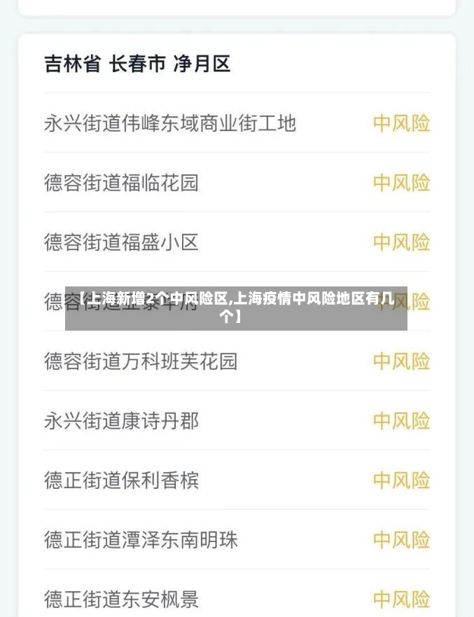 【上海新增2个中风险区,上海疫情中风险地区有几个】