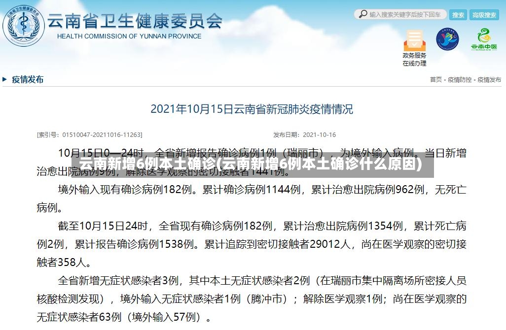 云南新增6例本土确诊(云南新增6例本土确诊什么原因)