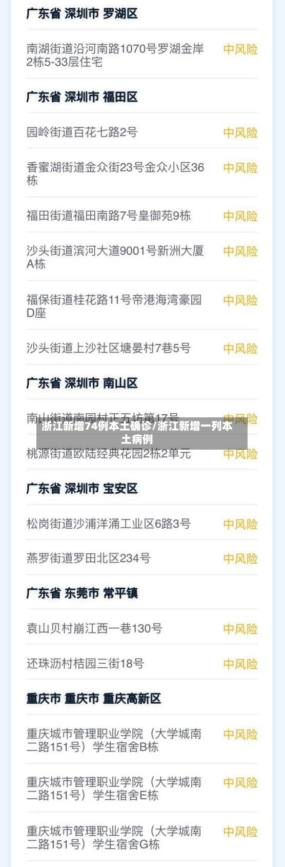 浙江新增74例本土确诊/浙江新增一列本土病例