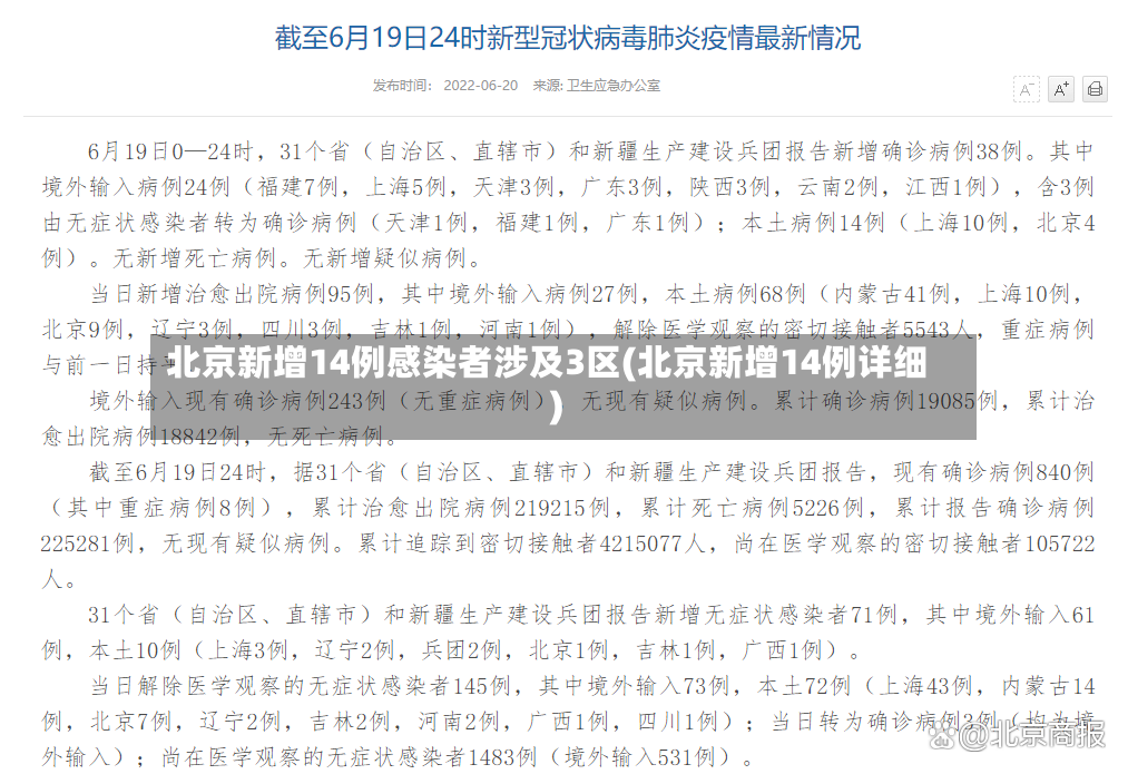 北京新增14例感染者涉及3区(北京新增14例详细)