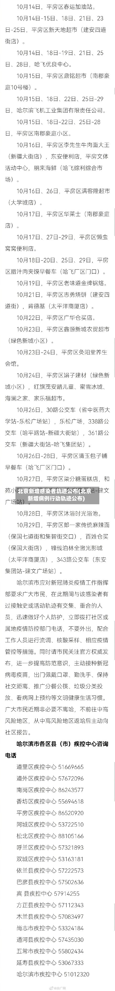 北京新增感染者轨迹公布(北京新增病例行动轨迹公布)