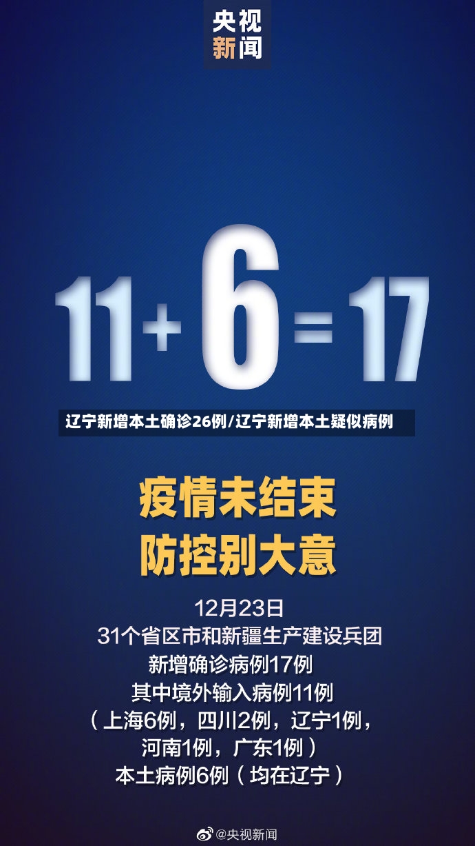 辽宁新增本土确诊26例/辽宁新增本土疑似病例