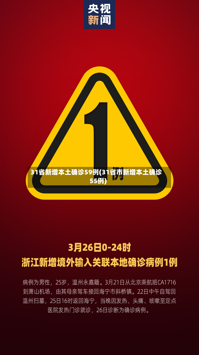 31省新增本土确诊59例(31省市新增本土确诊55例)